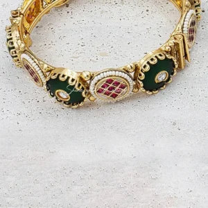 Shop Stone Kundan Pearl Kada Bangles