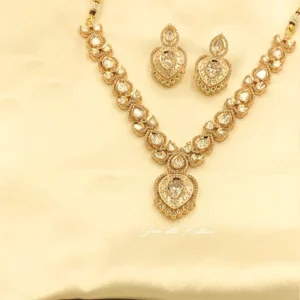 Polki Teardrop Kundan Necklace Set - Image 3