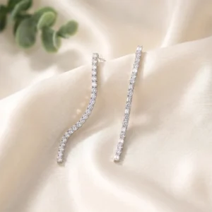 Silver Curved Tennis Earrings