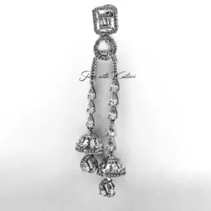 Silver-Tone CZ Jhumka Drop Earrings Online