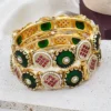 Emerald Stone Kundan Pearl Kada Bangles