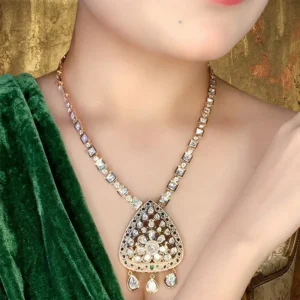 Kundan & Stone Pendant Set with Meenakari