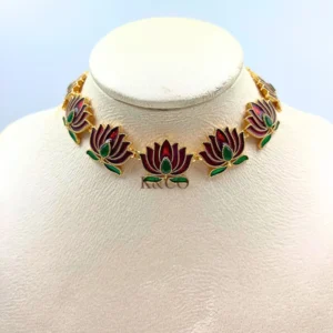 Alternative view of Ethnic Lotus Motif Choker Necklace Set