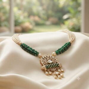 Polki Kundan Long Necklace with Statement Pendant