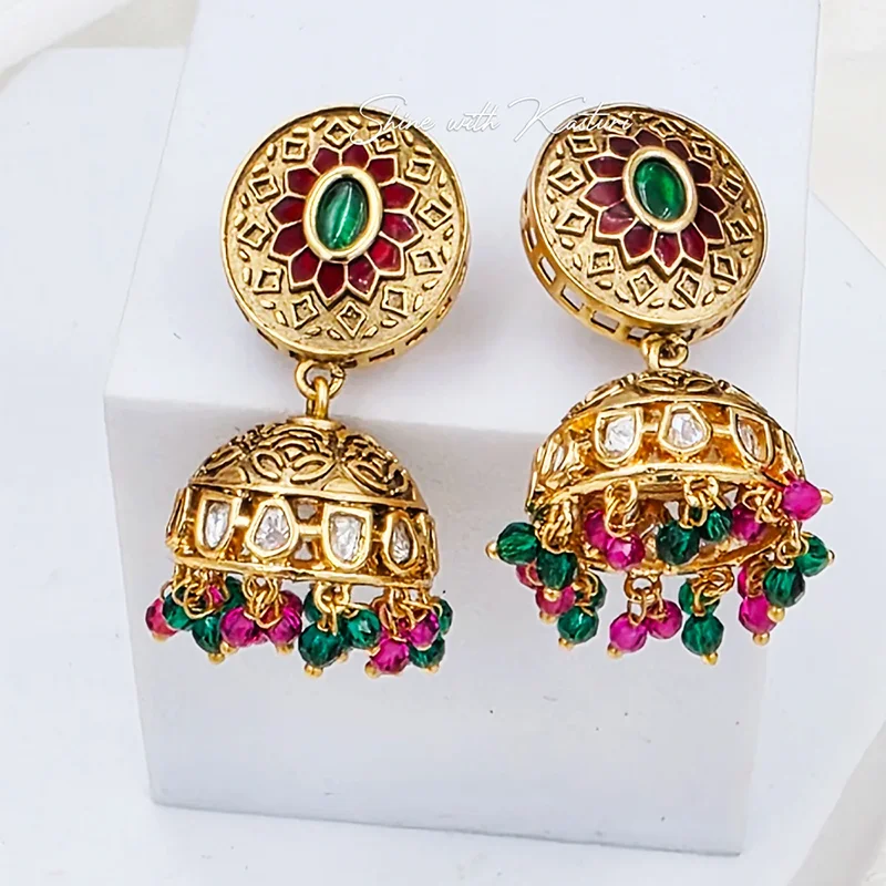 Royal Long Necklace with Kundan & Stones, Ruby - Image 7