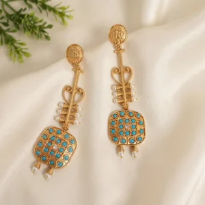 Alternative view of Satin Gold Plated Long Earrings