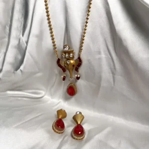 Ethnic Ganpati Necklace with Earrings - Image 7