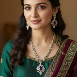 Long Kundan Necklace with Stone