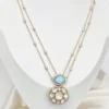 Marble-Moissanite-Double-Layer-Pendant-Necklace,-Blue
