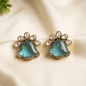 Swati Premium Stone and Polki Floral Stud Earrings