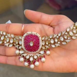 Alternative view of Zarina Premium Micro AD Pink Choker Set