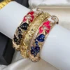 Royal Enamel Floral Gold Bangles Set