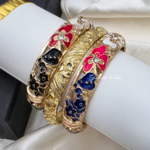Royal Enamel Floral Gold Bangles Set