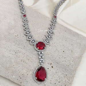 Alternative view of Zia Ruby Elegance AD Necklace Set