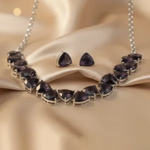 Alternative view of Slim AD Choker with stones, Purple
