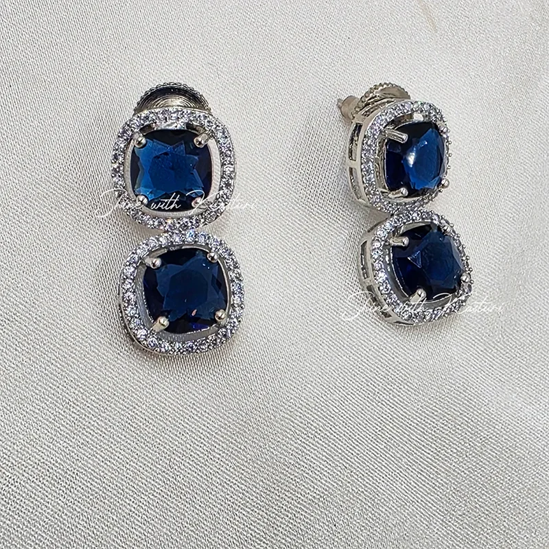 Shaya American Diamond Necklace with Stones, Blue - Image 5