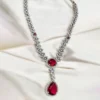 Zia Ruby Elegance CZ Necklace Set