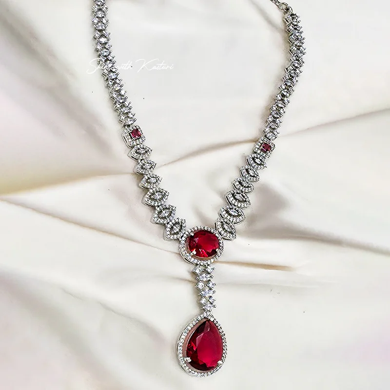 Zia Ruby Elegance CZ Necklace Set