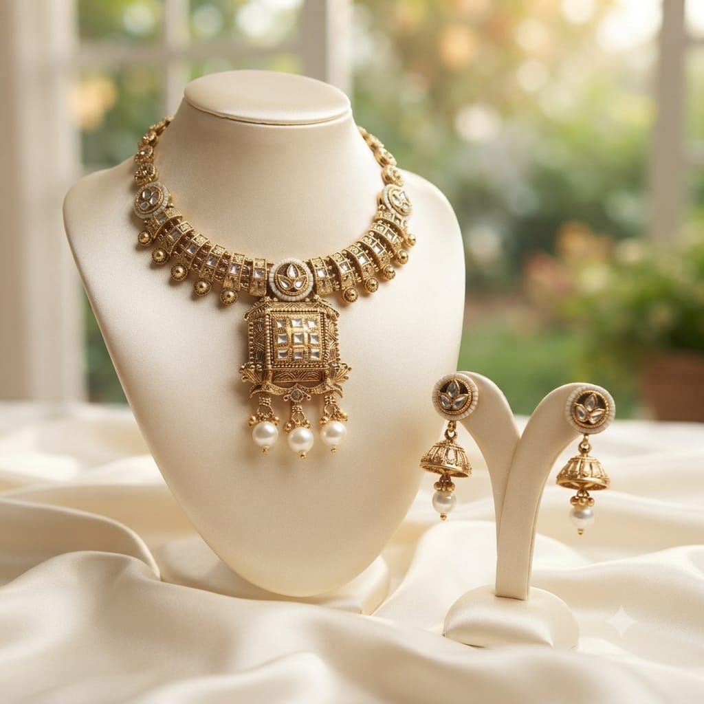 Antique Gold Temple Necklace Set
