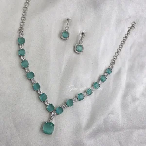 Aqua Stone Necklace & Earring Set