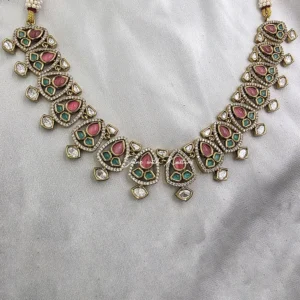 Blush Pink & Emerald Kundan Statement Necklace