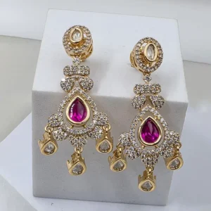Ruby Teardrop Bridal Necklace Set with CZ - Image 4