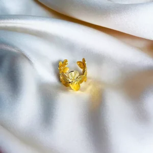 Alternative view of Gold Fleur Rings