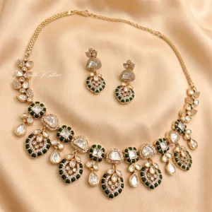 Alternative view of Drop Kundan Necklace Set with Earrings
