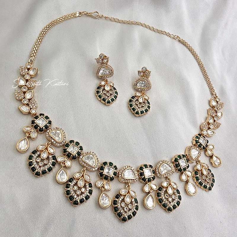 Drop Kundan Necklace Set with Earrings