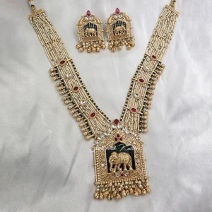 Elephant Pearl Necklace Set with Earrings