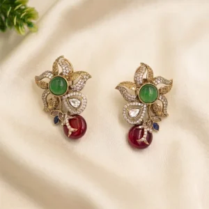 Floral Polki Stud Earrings