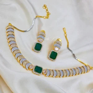 Green AD Crescent Necklace Set