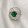Green Crystal Floral Statement Ring