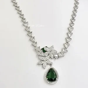 Alternative view of Green Drop Necklace Set with Earrings