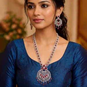 Heart Crystal Bridal Necklace with Statement Pendant