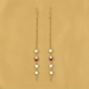 Kundan Ear Chain with Ruby Accent