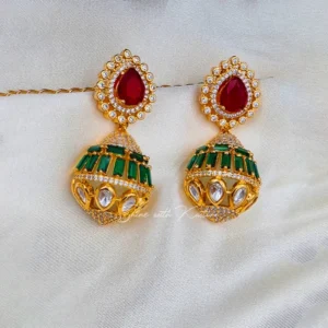 Alternative view of Royal Kundan Pendant Necklace Set, Ruby