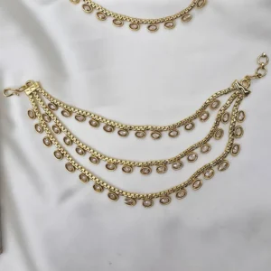 Alternative view of Layered Kundan Pink-Strand Ear Chain