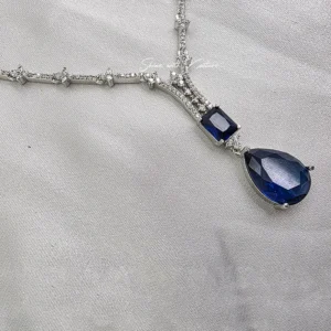 Alternative view of Midnight Sapphire Teardrop Necklace Set