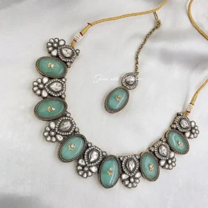 Mint Kundan Statement Necklace Set