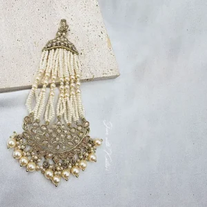 Royal Pearl Kundan Passa Hair Accessory - Image 3