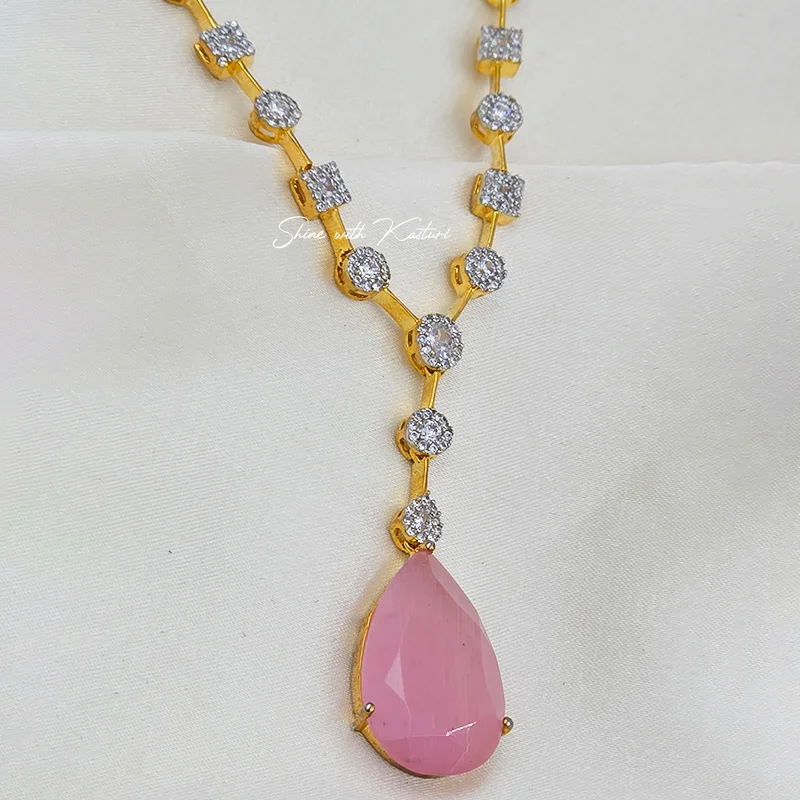 Gold Finish American Diamond Set