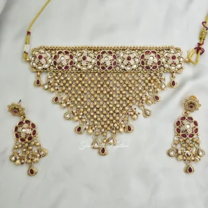 Royal Kundan Ruby Choker Necklace Set