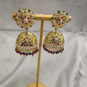 Royal Multicolor Kundan Pearl Jhumka Earrings