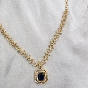 Alternative view of Sara Necklace Set with blue stone