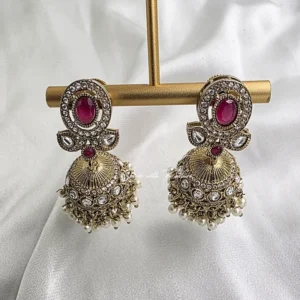 Royal Ruby Kundan Jhumka Earrings
