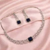 Royale Diamond Link Necklace Set, Blue