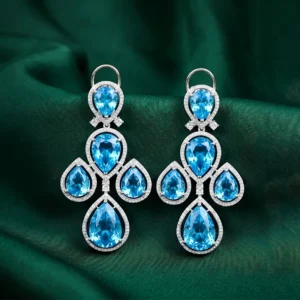 Alternative view of Kareena CZ Stone Fashion Earrings, Sky Blue