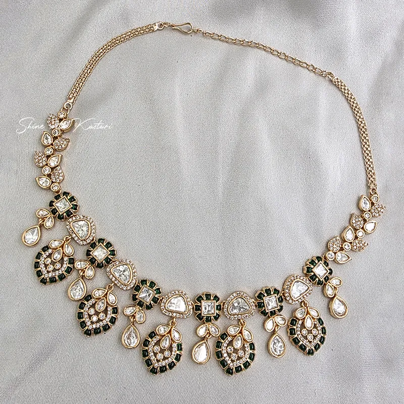 Drop Kundan Necklace Set with Earrings - Image 2