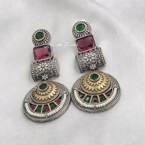 Alternative view of Vintage Dual-Tone Kundan Earrings with Stones